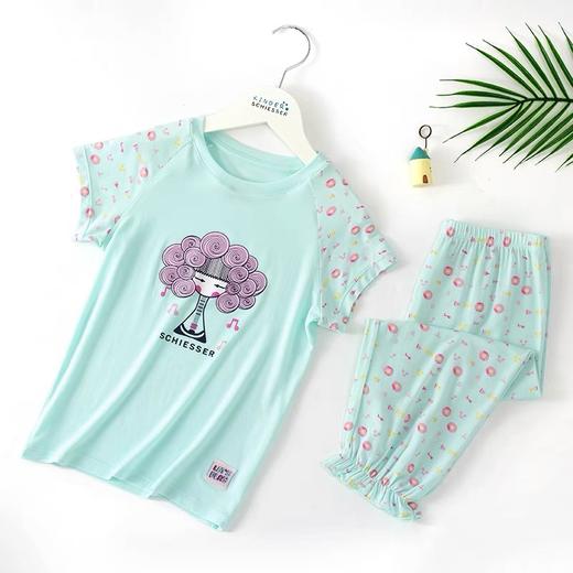 【可爱女孩莫代尔】SCHIESSER 德国舒雅莫代尔女童家居服短袖七分裤套装3F/19581H 商品图1