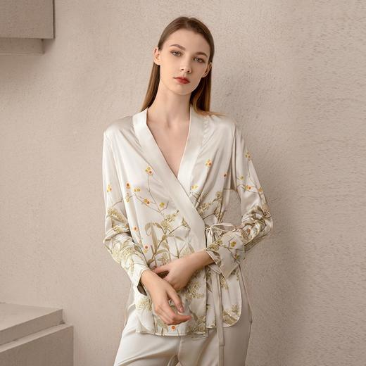 Solo seta蚕丝睡衣套装中国风家居服两件套斜襟汉元素外穿女秋冬 商品图2