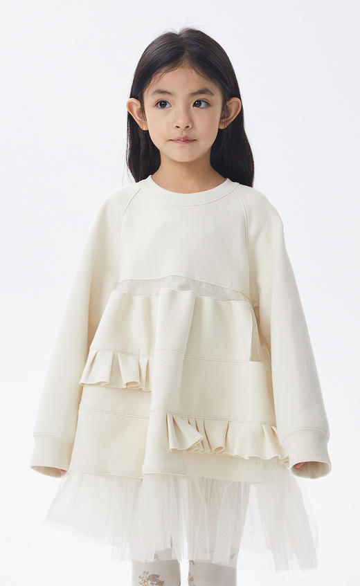 JNBY   22年秋款  经典网纱拼接圆领长袖连衣裙  1M9G10780 商品图8