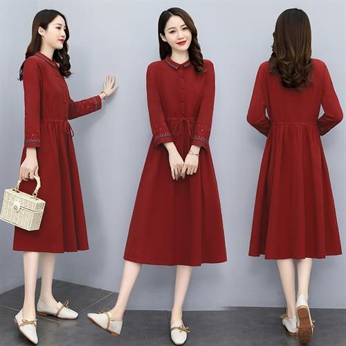 时尚简约大方气质优雅，收腰显瘦休闲连衣裙HR-NYMYZ2216 商品图1