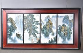 粉彩山水瓷板画