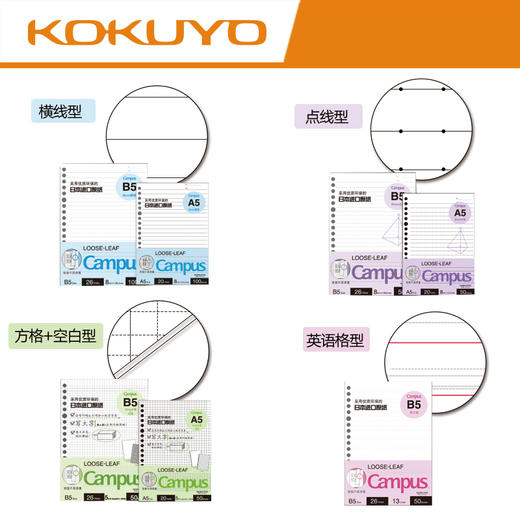 kokuyo国誉活页纸A4/B5/A5活页本内芯26孔活页纸 商品图2