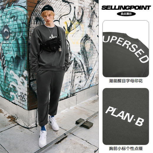 gxg.jeans男装春季卫衣男潮流字母印花休闲宽松舒适圆领上衣 商品图3