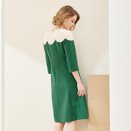 MC805斯尔丽瑟俪商场同款2022年秋上新时尚通勤撞色拼接圆领礼服连衣裙 商品图1