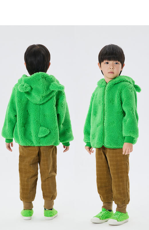 JNBY  22年秋款  提花连帽仿皮草外套  1M9A11810 商品图7