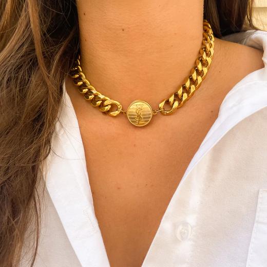 北京仓｜Gigi Paris-YSL-中古纽扣 粗链 项链（金色）［法国设计师］ 商品图8