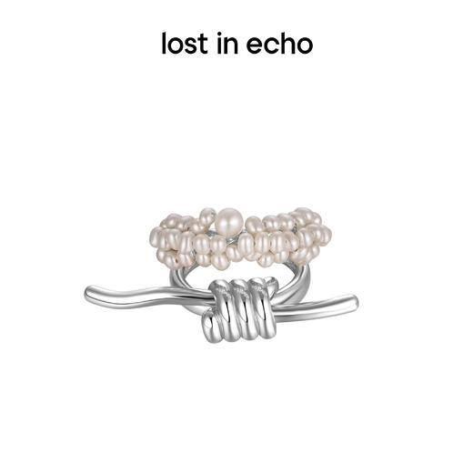 lost in echo 设计感轻奢小众捆绳结珍珠戒指 商品图0