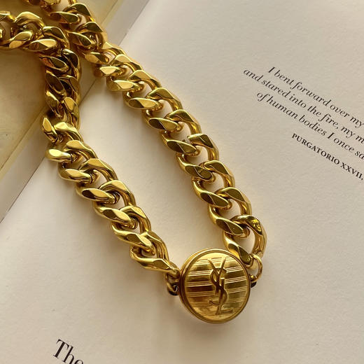 北京仓｜Gigi Paris-YSL-中古纽扣 粗链 项链（金色）［法国设计师］ 商品图4