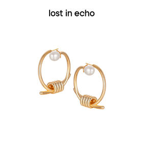 lost in echo 设计感轻奢小众捆绳结螺旋珍珠耳环925银针