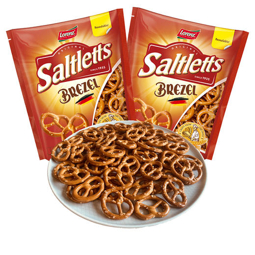 波兰进口 劳仑兹（Lorenz）蝴蝶形饼干圈90g*2包 碱水迷你酥性饼干圈 烘培蛋糕装饰摆件 咸味 商品图0