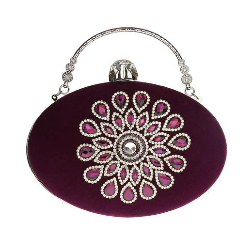 SHJM-031226Ａ新款跨境女手提包时尚水钻包鹅蛋形小香包晚宴包礼服包绒布小包 商品图4