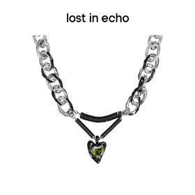 lost in echo 小众设计感色彩珐琅串珠拼接爱心项链锁骨链男女