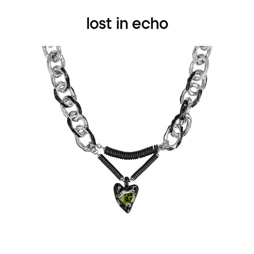 lost in echo 小众设计感色彩珐琅串珠拼接爱心项链锁骨链男女 商品图0