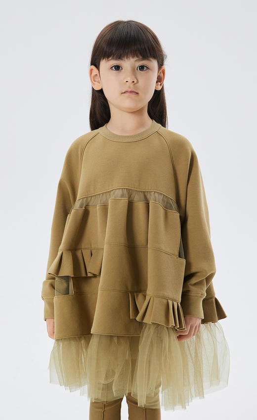 JNBY   22年秋款  经典网纱拼接圆领长袖连衣裙  1M9G10780 商品图6