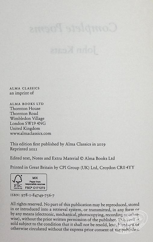 【中商原版】ALMA伟大诗歌系列 约翰 济慈诗歌全集 英文原版 Great Poets Series Complete Poems John Keats 商品图4