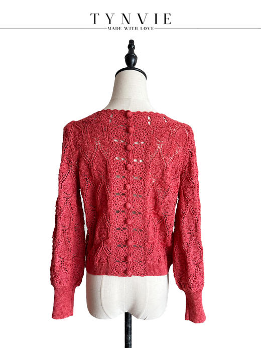 TYNVIE 大圆领两面穿长袖针织上衣-砖红色 商品图4
