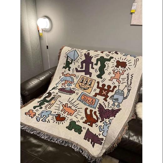 【爆款超低价预售 急单慎拍】 Keith haring涂鸦大师 插画单人沙发毯装饰挂毯休闲盖毯 商品图0