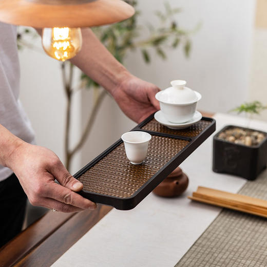 复古席面茶盘功夫茶具干泡盘重竹小型茶台家用茶托盘单层壶承果盘 商品图3