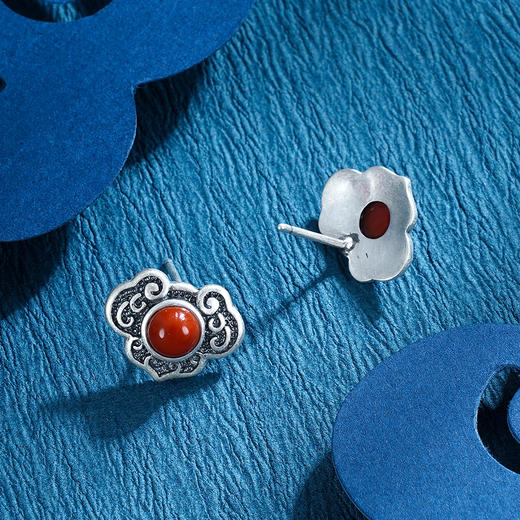 子佩集【半江红】S925银南红复古国潮耳钉【ZSCH-TRS31621】2209 商品图4