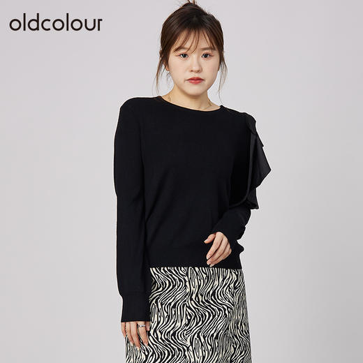 oldcolour2021秋商场同款圆领长袖宽松显瘦套头针织衫女N33052325 商品图3