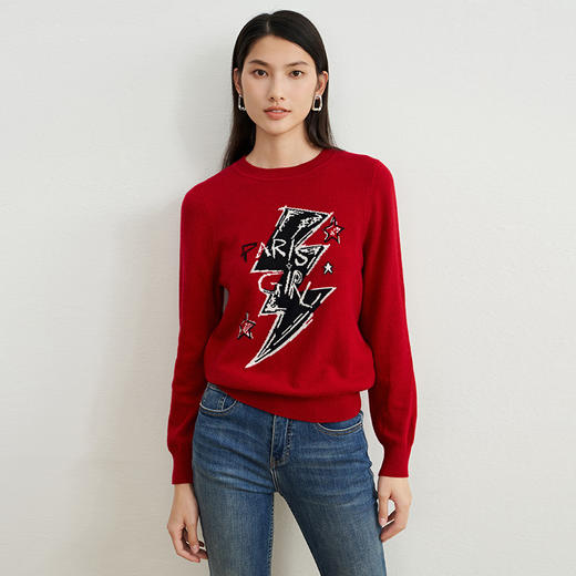 EITIE爱特爱冬季新款优雅气质刺绣打底针织衫6801509 商品图4