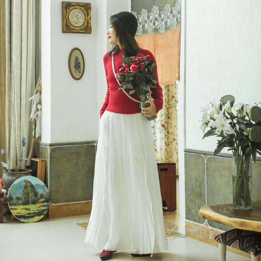 【林栖设计小店】【现货】2022秋冬新品原创复古收腰显瘦百搭打底针织毛衣女上衣 1924159 商品图4