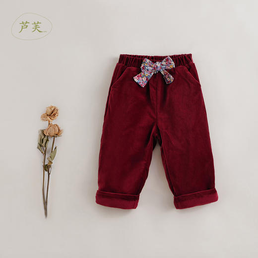 【马克珍妮 芦芙】新款秋冬装 蝴蝶结丝绒保暖加绒裤221809 商品图1