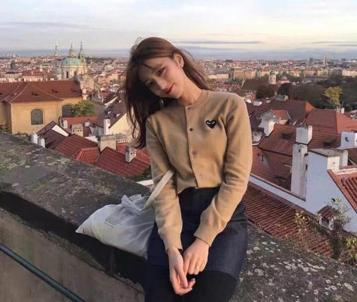 日系潮牌川久同款双心开衫女爱心毛衣保玲情侣针织衫PLAY亲子外套 商品图2