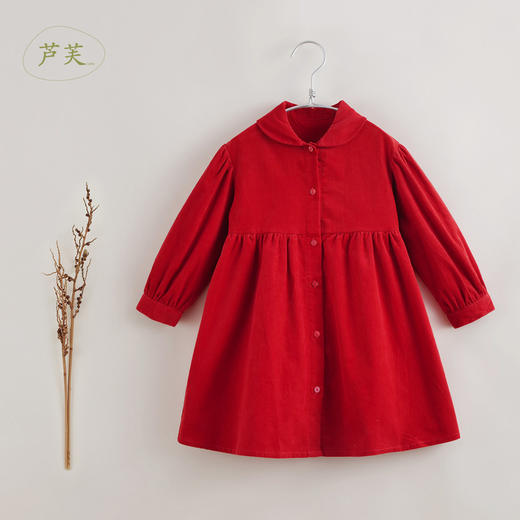 【马克珍妮 芦芙】秋装新款 灯芯绒法式碎褶连衣裙221607 商品图2