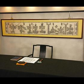 《二桃杀三士画像石》90年代馆藏汉代画像石原拓已裱框（非复制品）著录于文化艺术出版社出版的《汉画解读》