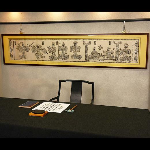 《二桃杀三士画像石》90年代馆藏汉代画像石原拓已裱框（非复制品）著录于文化艺术出版社出版的《汉画解读》 商品图0