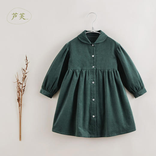 【马克珍妮 芦芙】秋装新款 灯芯绒法式碎褶连衣裙221607 商品图0