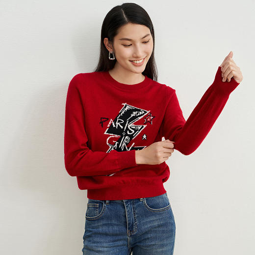 EITIE爱特爱冬季新款优雅气质刺绣打底针织衫6801509 商品图3