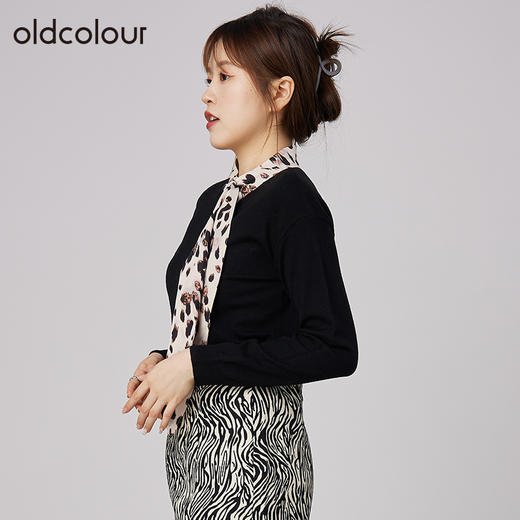 oldcolour2021秋商场同款纯色圆领百搭修身打底针织衫N33052358 商品图3