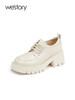 westory英伦风系带厚底纯色显瘦增高百搭小皮鞋22年秋季新款72611 商品缩略图1