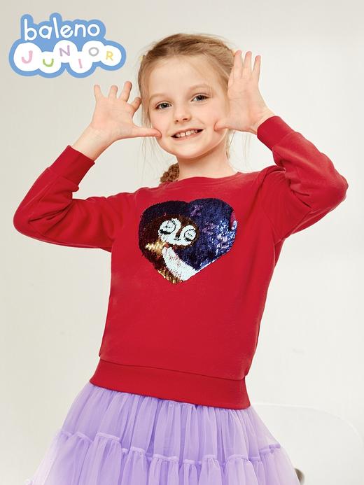 22FW 班尼路童装秋冬新款趣味双面珠片女童长袖卫衣宽松中大童上衣 商品图1