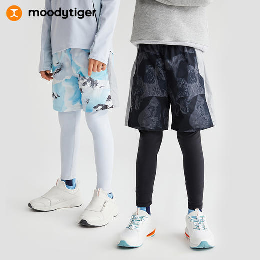 男童印花加绒假两件裤22年冬新品M24111502 商品图0