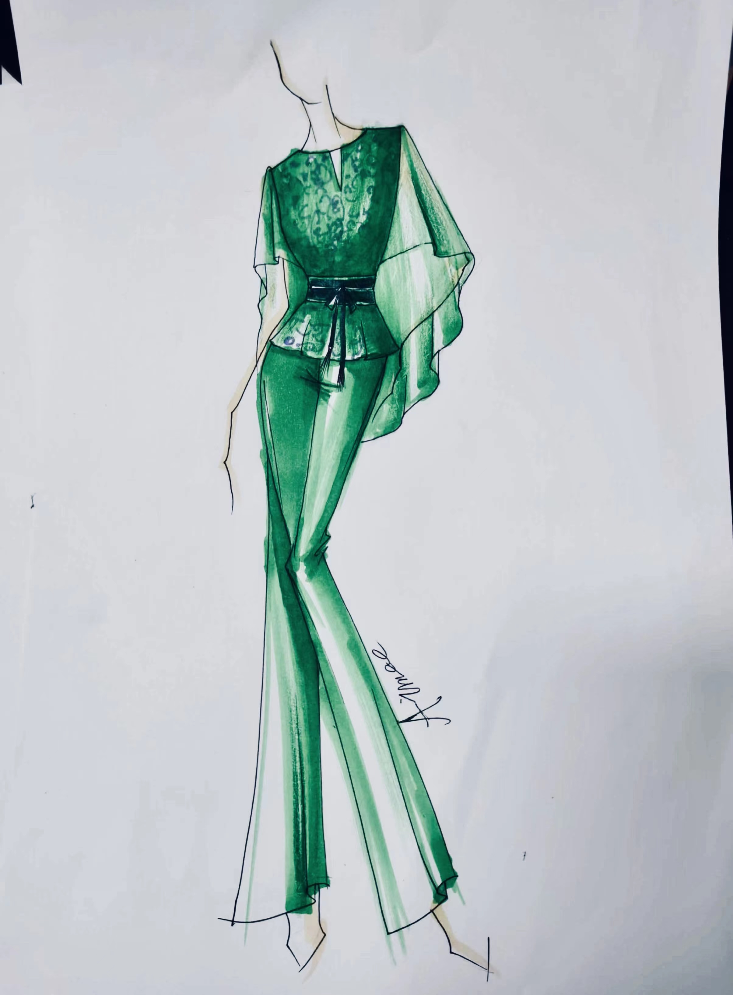 22021224雾境定制款复古森系双色提花重磅真丝重仙气飘逸腰封上衣垂顺