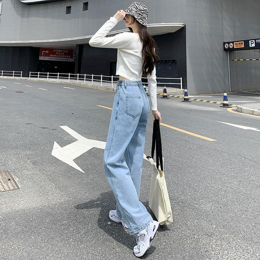 可调节阔腿牛仔裤 腰围可调节大小 宽松直筒 显高显瘦 商品图6