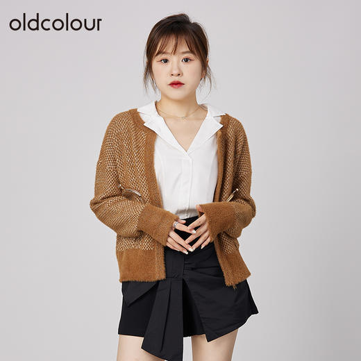 oldcolour春秋商场同款简约气质设计感针织衫外套女N33053364 商品图0