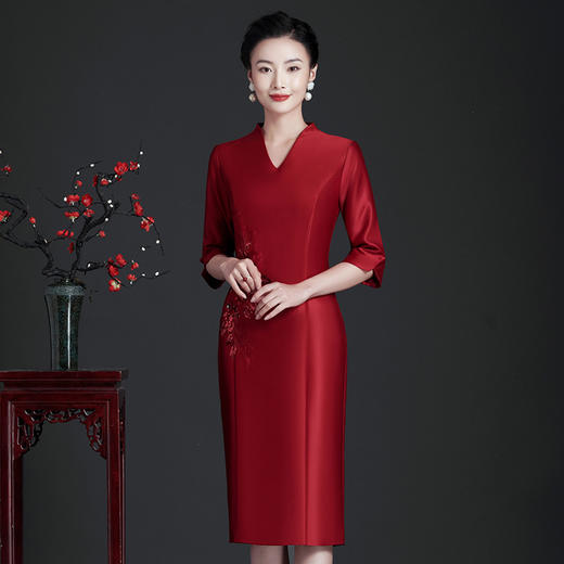 JC-JY5238结婚婚礼服高贵喜婆婆婚宴装年轻款大码连衣裙 商品图1