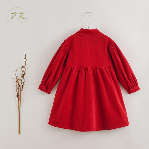 【马克珍妮 芦芙】秋装新款 灯芯绒法式碎褶连衣裙221607 商品图3