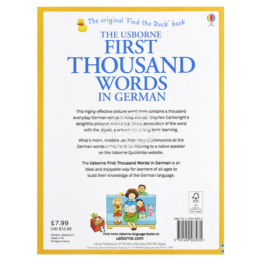 预售 【中商原版】看图识1000德语单词 德文原版 英文德文双语 小语种 First Thousand Words in German 商品图1