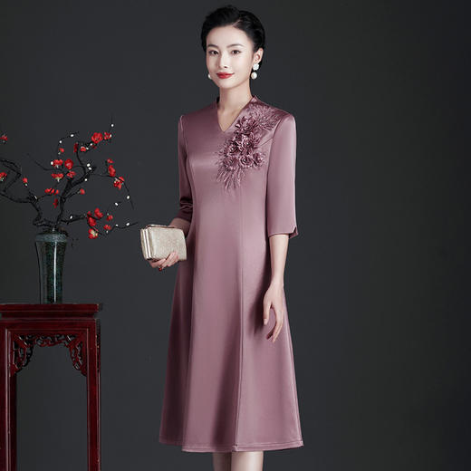 JC-LT5250新款婚礼妈妈装礼服结婚喜婆婆婚宴连衣裙平时可穿春秋装 商品图1