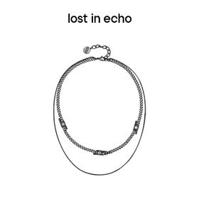 lost in echo 双层锆石登山扣装饰链条项链