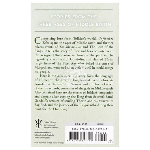 【中商原版】未完的传说 英文原版 Unfinished Tales J R R Tolkien 商品图1