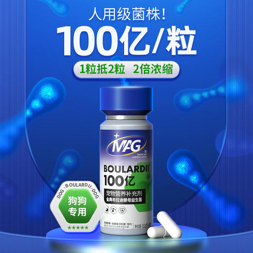 【U+系列】MAG 金典布拉迪酵母益生菌加强版犬用 0.52g*60粒-狗狗调理肠胃防腹泻软便100亿活菌人用级益生菌 商品图7