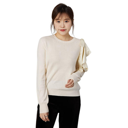 oldcolour2021秋商场同款圆领长袖宽松显瘦套头针织衫女N33052325 商品图4