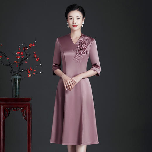 JC-LT5250新款婚礼妈妈装礼服结婚喜婆婆婚宴连衣裙平时可穿春秋装 商品图3