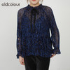 oldcolour春秋商场同款豹纹木耳领雪纺衫气质衬衫女N33013383 商品缩略图1